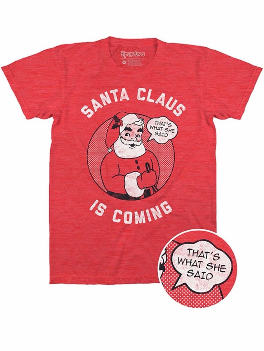 Tipsy Elves “Santa Claus is Coming” Red Holiday Graphic Tee